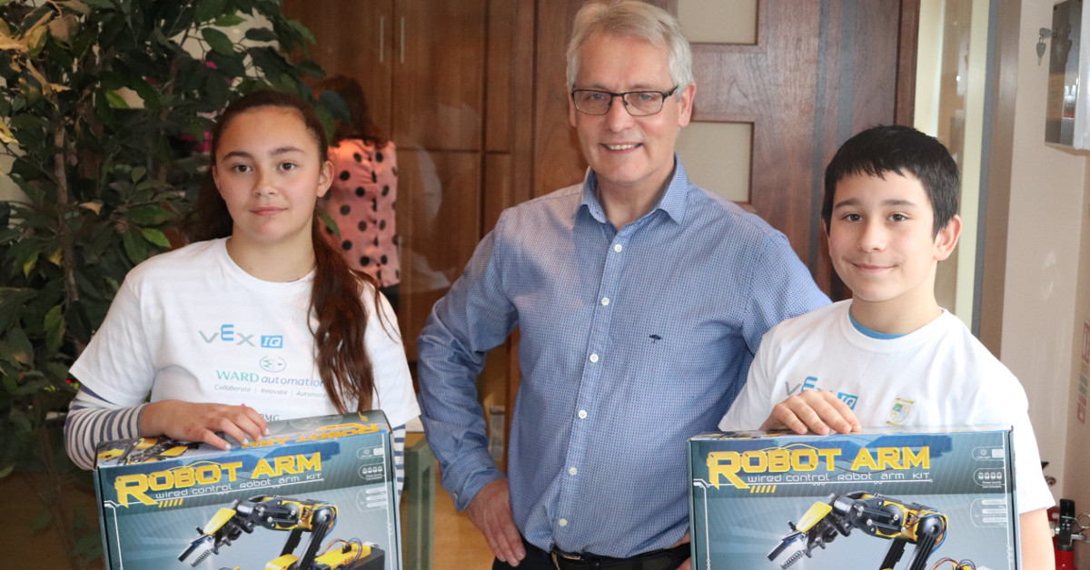 Robotics Competition Winners from St. Macartan’s NS Visit Ward Automation