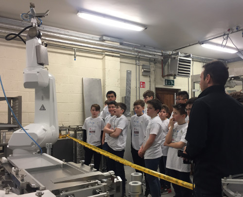 Students from St Macartans NS get robotics demonstration at Ward Automation